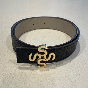 India Hicks Reversible Legacy Belt with 'S' Initial Legacy Buckle